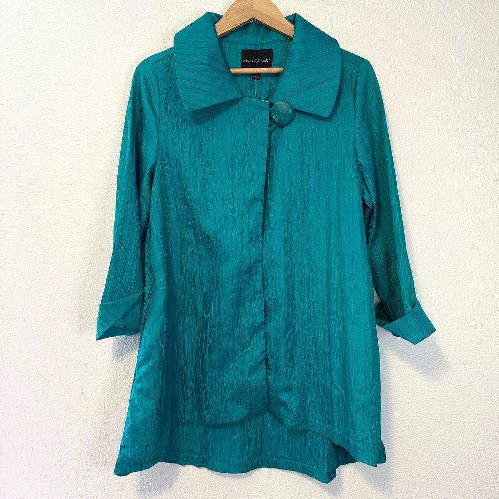 Keren Hart Crinkle Teal Jacket Size Medium NWT